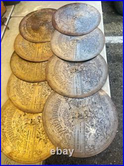 Symphonion Lot of Large Perforated Metal Disc Music Box Discs Assortment
