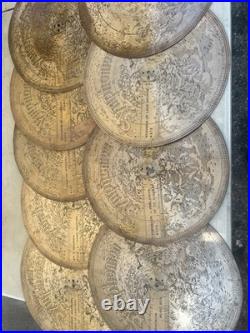 Symphonion Lot of Large Perforated Metal Disc Music Box Discs Assortment