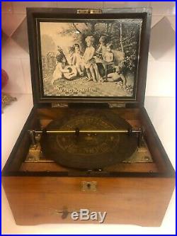 Symphonium music box with records antique