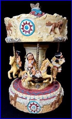 Ten Little Indians Music Carousel Horses Thunderbird Teepee Native American RARE