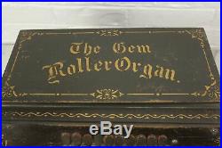 The Gem Roller Organ Antique 1895 Crank Organ with Six Cobs Song Rolls