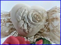 The San Francisco Music Box Company Bell Shaped Faux Lace Roses Foliage Love EUC