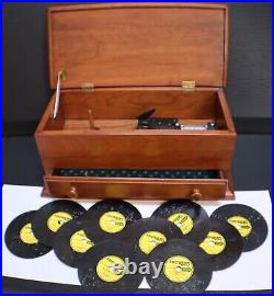 Thoren's Automatic Disk MUSIC BOX Wood Case 10 Disc Christmas & Other Songs VTG