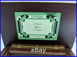 Thorens 3/36 Burl Wood Floral Inlay Music Box. Switzerland & Italy. MINT