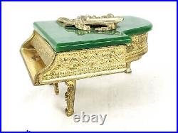 Thorens Green Bakelite Grand Piano Music Trinket Cigarette Box Gold Swiss