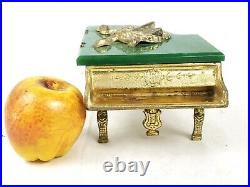 Thorens Green Bakelite Grand Piano Music Trinket Cigarette Box Gold Swiss