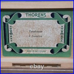 Thorens Music Box 2 Songs Cylinder Switzerland Shield Wood Box