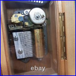 Thorens Music Box 2 Songs Cylinder Switzerland Shield Wood Box