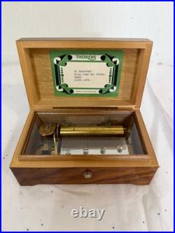 Thorens Music Box Wooden Made In Switzerland Functional Works 3 Songs 50 Notes