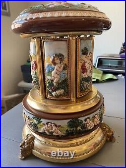 Thorens Swiss Cherub Lipstick Cigarette Music Box Carousel Rigoletto AS-IS