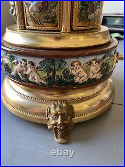 Thorens Swiss Cherub Lipstick Cigarette Music Box Carousel Rigoletto AS-IS