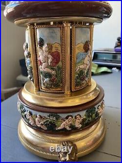 Thorens Swiss Cherub Lipstick Cigarette Music Box Carousel Rigoletto AS-IS