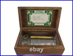 Thorens Swiss No. 30 Wind-Up Wooden Cylinder Music Box in Wooden Case. 4 Airs