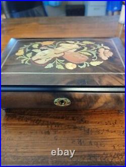 Timeless 30 Note Hand Crafted Musical Jewelry Box Floral Inlay