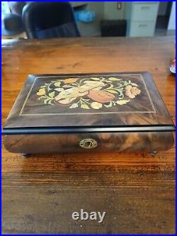 Timeless 30 Note Hand Crafted Musical Jewelry Box Floral Inlay