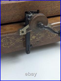 Title Antique Wood Tabletop Hand Crank Roller Organ Organette No Cobs As Is