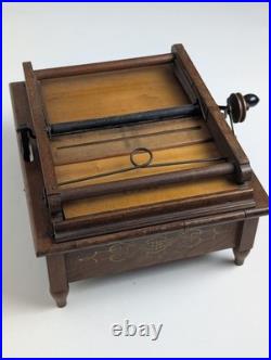 Title Antique Wood Tabletop Hand Crank Roller Organ Organette No Cobs As Is