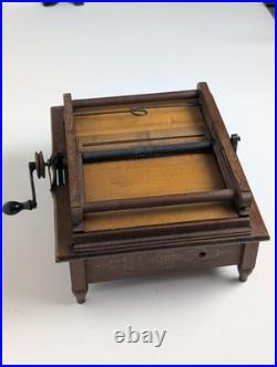 Title Antique Wood Tabletop Hand Crank Roller Organ Organette No Cobs As Is