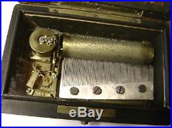 VERY RARE 1870's -Small 3 Air Cylinder Music Box Swiss Antique numbered plate