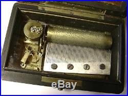 VERY RARE -Small 3 Air Cylinder Music Box Swiss Antique numbered plate