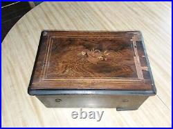 VICTORIAN MUSIC BOX With BELLS & INLAID CASE FOR PARTS / RESTORATION ANTIQUE OLD