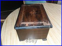 VICTORIAN MUSIC BOX With BELLS & INLAID CASE FOR PARTS / RESTORATION ANTIQUE OLD