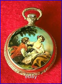 VINTAGE ANTIQUE MID CENTURY REUGE SWISS MUSIC BOX PENDANT Pocket Watch Style
