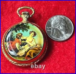 VINTAGE ANTIQUE MID CENTURY REUGE SWISS MUSIC BOX PENDANT Pocket Watch Style