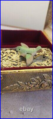 VINTAGE AUTOMATON MUSIC BOX JEWELRY hummingbird made in Japan excellent