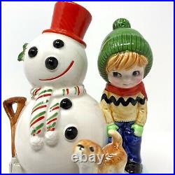 VINTAGE Berman Anderson Christmas Music Box A Boy and his Snowman RARE EUC