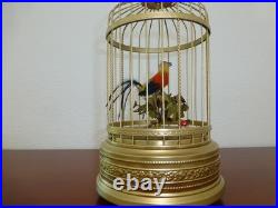 VINTAGE CLOCKWORK WIND UP SINGING BIRD CAGE MUSICAL AUTOMATON (Watch The Video)