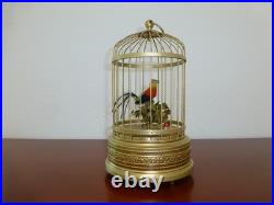 VINTAGE CLOCKWORK WIND UP SINGING BIRD CAGE MUSICAL AUTOMATON (Watch The Video)