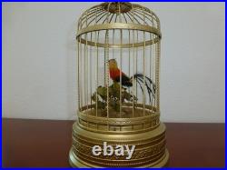 VINTAGE CLOCKWORK WIND UP SINGING BIRD CAGE MUSICAL AUTOMATON (Watch The Video)