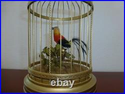 VINTAGE CLOCKWORK WIND UP SINGING BIRD CAGE MUSICAL AUTOMATON (Watch The Video)