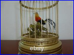 VINTAGE CLOCKWORK WIND UP SINGING BIRD CAGE MUSICAL AUTOMATON (Watch The Video)