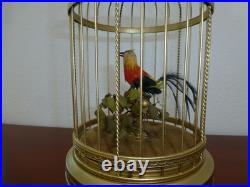 VINTAGE CLOCKWORK WIND UP SINGING BIRD CAGE MUSICAL AUTOMATON (Watch The Video)
