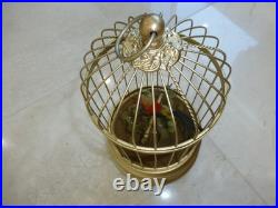 VINTAGE CLOCKWORK WIND UP SINGING BIRD CAGE MUSICAL AUTOMATON (Watch The Video)