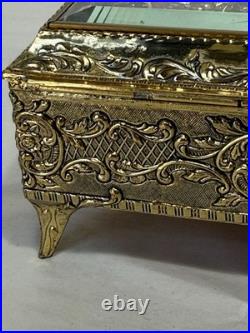 VINTAGE ENAMEL BUTTERFLY AUTOMATON MUSIC BOX JEWELRY BOX Working Tested