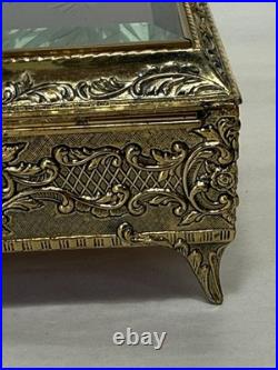 VINTAGE ENAMEL BUTTERFLY AUTOMATON MUSIC BOX JEWELRY BOX Working Tested