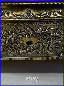 VINTAGE ENAMEL BUTTERFLY AUTOMATON MUSIC BOX JEWELRY BOX Working Tested