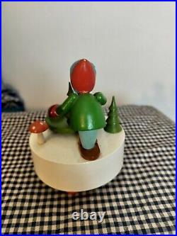 VINTAGE Erzgebirge Early Music Box Child & Mushrooms & Ladybugs Germany RARE