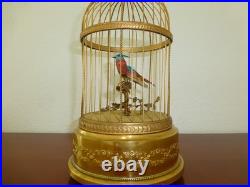 VINTAGE FRENCH BONTEMS SINGING BIRD CAGE BIRD MECHANICAL AUTOMATON (Watch Video)