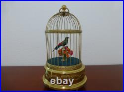 VINTAGE FRENCH BONTEMS SINGING BIRD CAGE BIRD MECHANICAL AUTOMATON (Watch Video)