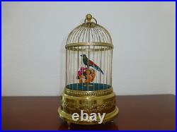 VINTAGE FRENCH BONTEMS SINGING BIRD CAGE BIRD MECHANICAL AUTOMATON (Watch Video)