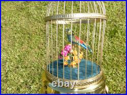 VINTAGE FRENCH BONTEMS SINGING BIRD CAGE BIRD MECHANICAL AUTOMATON (Watch Video)