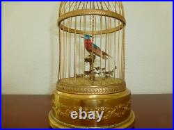 VINTAGE FRENCH BONTEMS SINGING BIRD CAGE BIRD MECHANICAL AUTOMATON (Watch Video)