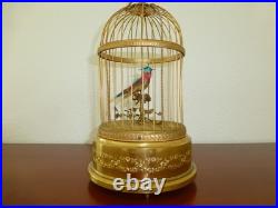 VINTAGE FRENCH BONTEMS SINGING BIRD CAGE BIRD MECHANICAL AUTOMATON (Watch Video)