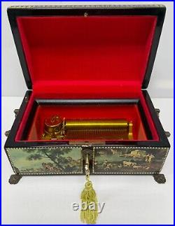 VINTAGE Reuge Sainte Croix CH 4 / 50 Music Box Switzerland Romance Scenes Mozart