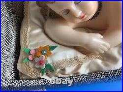 VINTAGE-WAX BABY JESUS-MUSIC BOX-AUTOMATON-by PANTALEONE-see VIDEO-WORKS