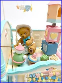 VNTG Enesco Cherished Teddy Crib Music Box Nursery Baby Shower Decor BRAHMS